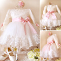 hot sale classic design baby girls party dress/wedding dress/princess dress appliqued bow Embroidery dress